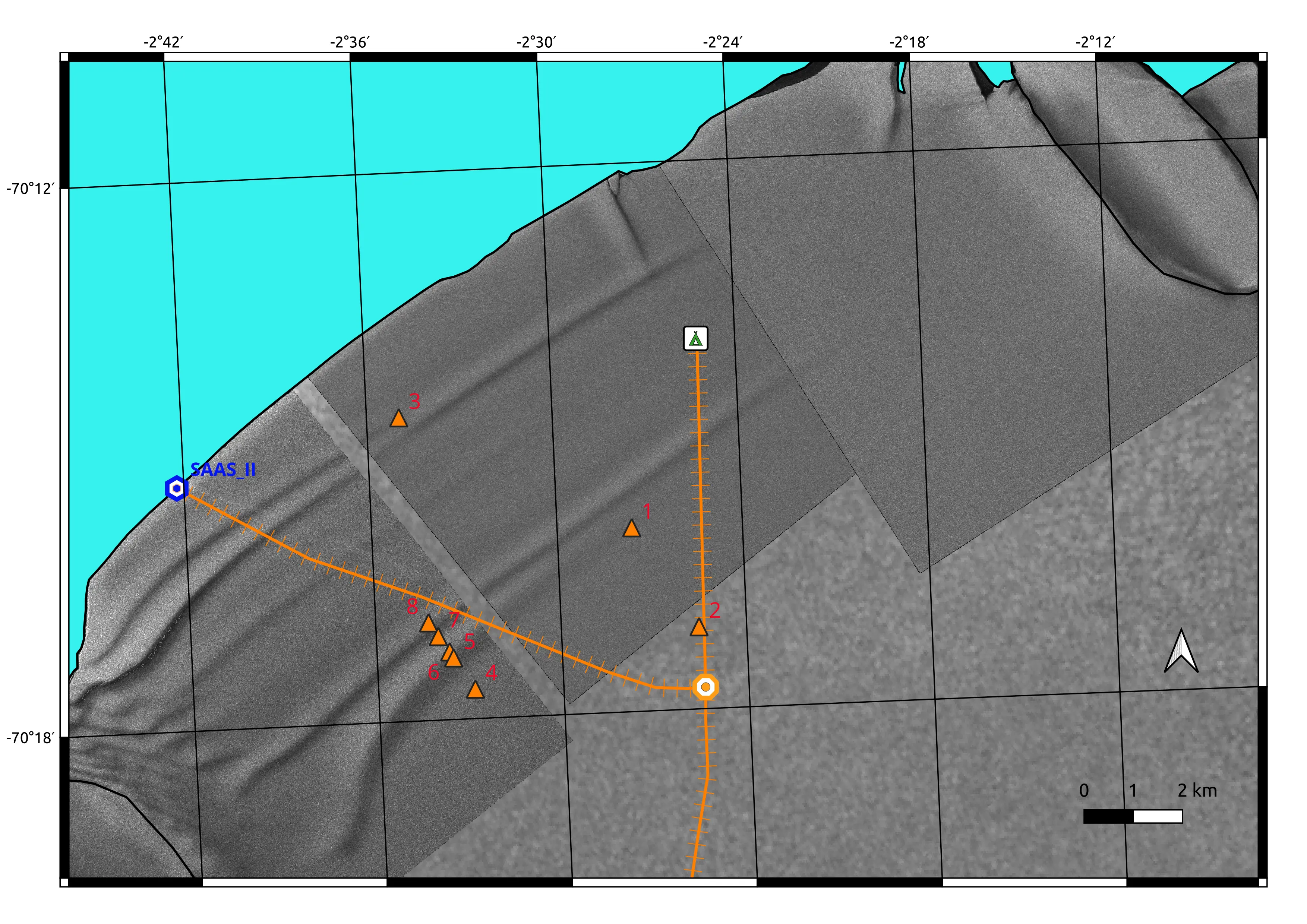 Map showing polarimetric pRES measurements