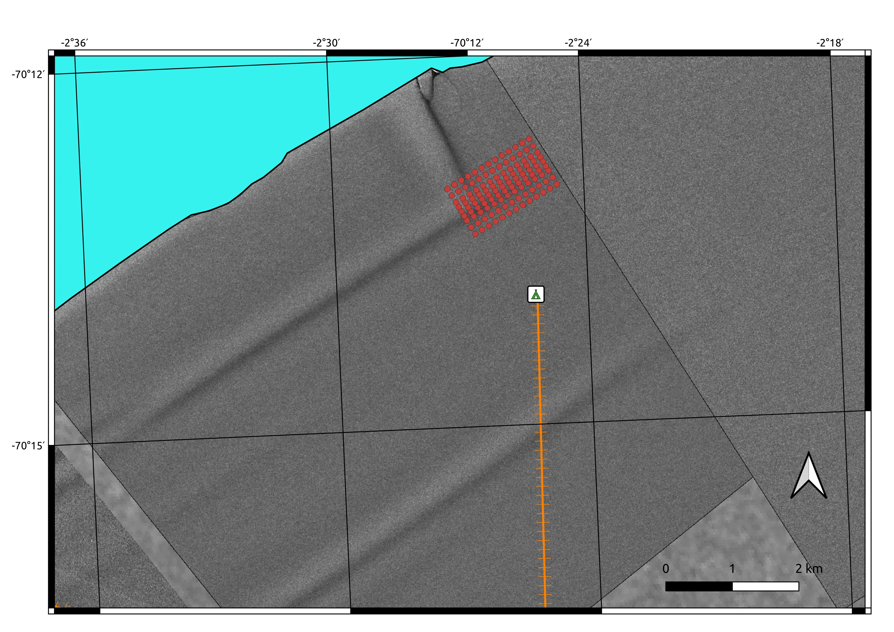Geophone deployment at crevasse T-intersection